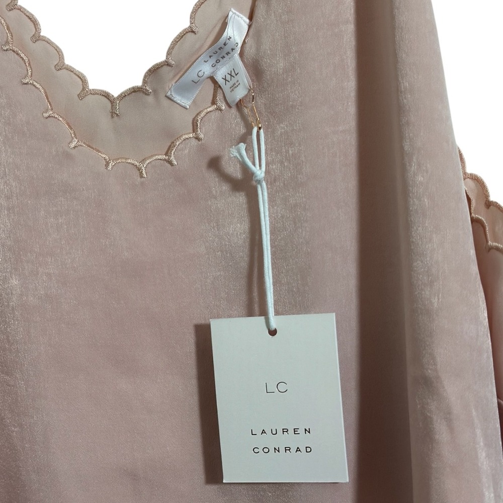 LC Lauren Conrad Bonita PCH Scalloped V Tank Satin Camisole Top Size XXL NWT - Picture 5 of 7